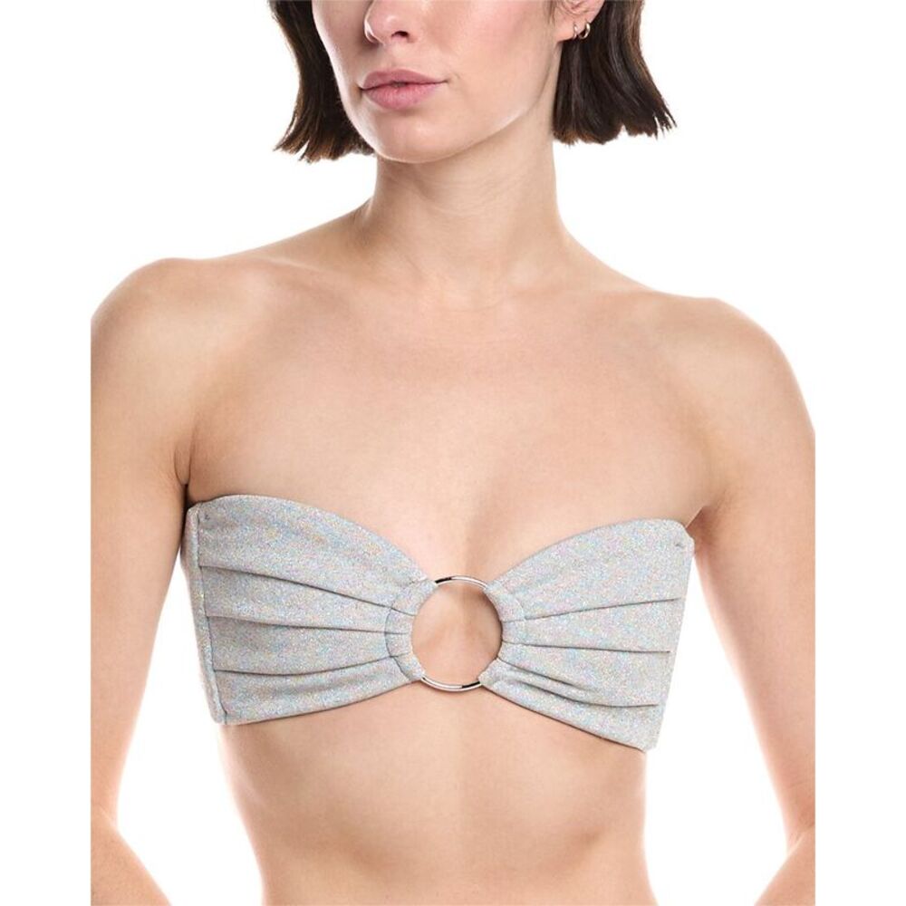 Montce Womens  Tori Ties Bandeau Bikini Top, Silver